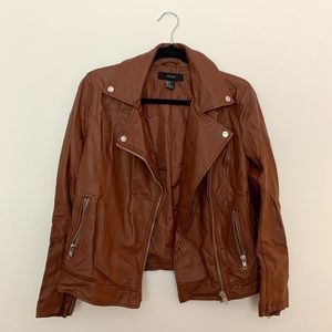 Brown faux leather jacket from Forever 21 size S